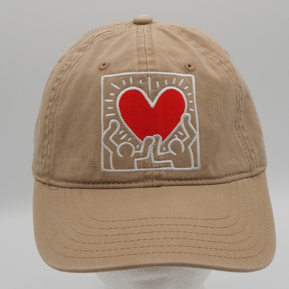 Keith Haring Mad Engine Baseball Hat Khaki Heart Graphic Art Dad Cap Pop Art
